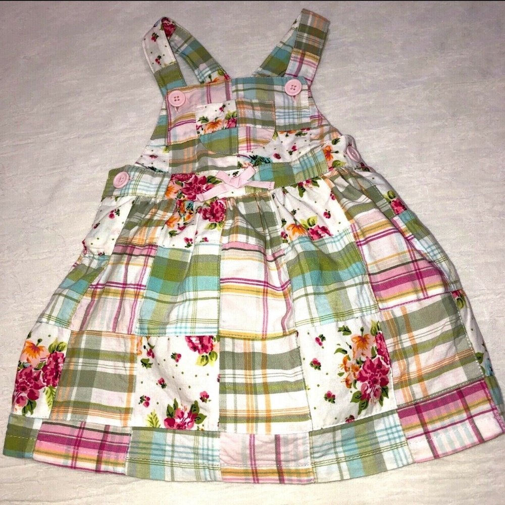 NEW Vintage Baby Gap 2 PC Patchwork Plaid Dress & Diaper Cover Set 3-6 Months